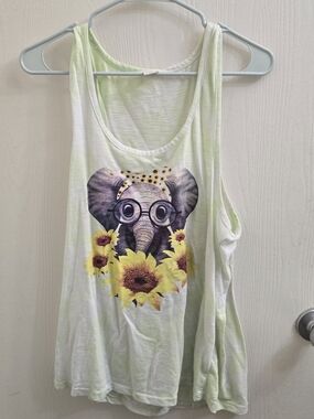 Dreamsicle Elephant & Sunflowers Graphic Tank Top Tie Dye X-Large